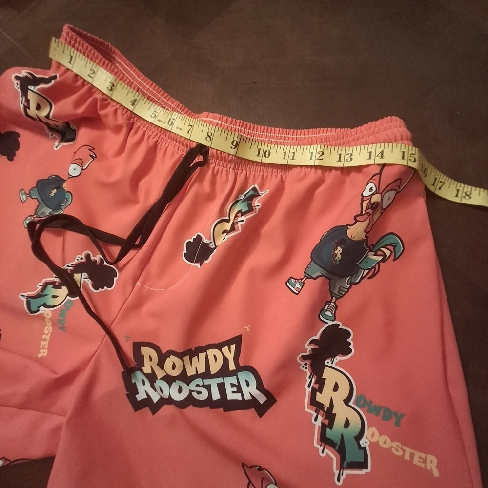 Rowdy Rooster Get Your Swim On All-Over Print Red Swim Trunks Men Size XL / 36